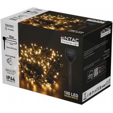 Entac Karácsonyi IP44 100 LED Füzér WW 10m Leszúrható Napelemes Konzollal